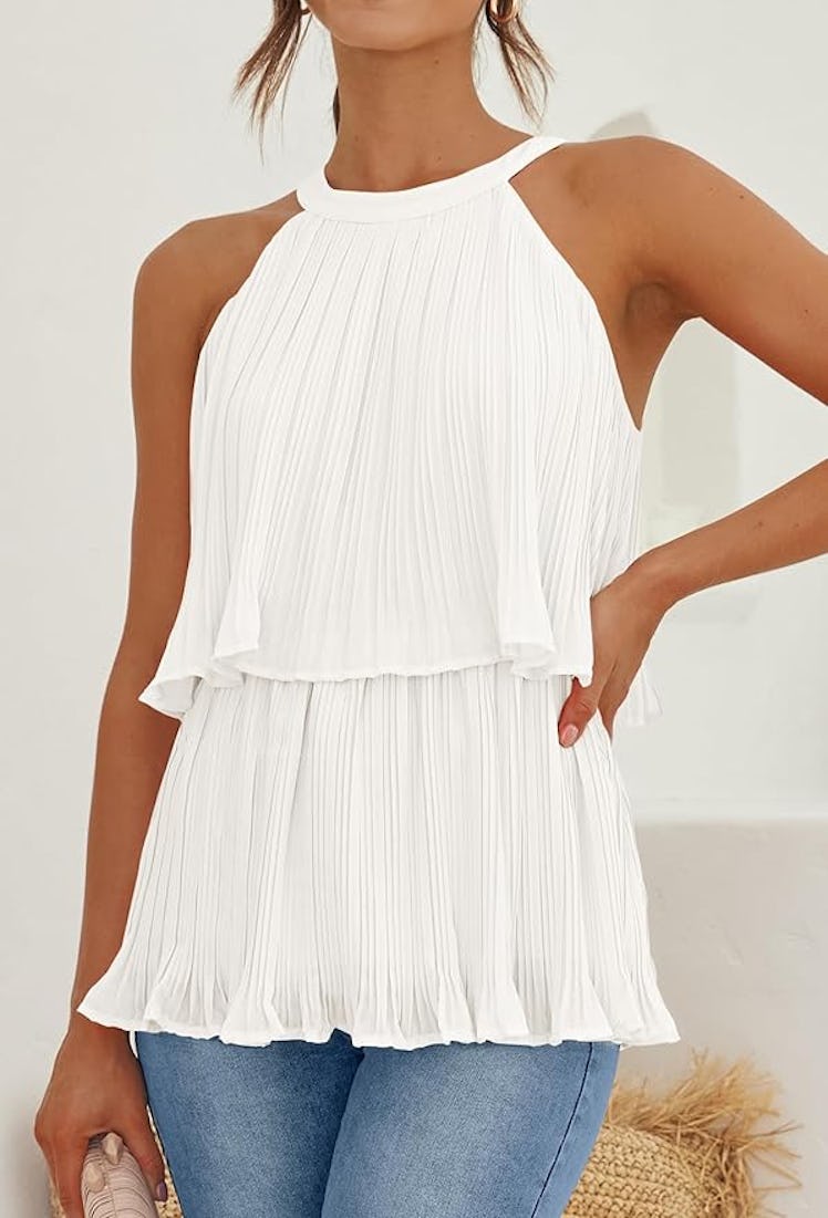 ZESICA Ruffle Tiered Tank Top
