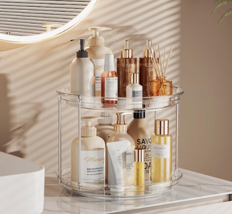 LAMU 2 Tier Lazy Susan Turntable Organizer