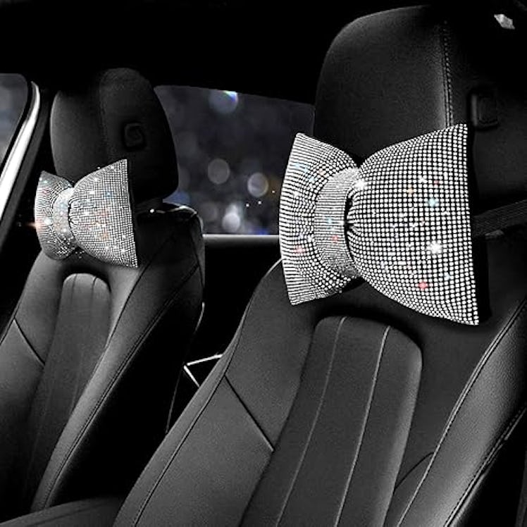 surpassme Rhinestone Car Headrest Neck Pillow (2-Piece)
