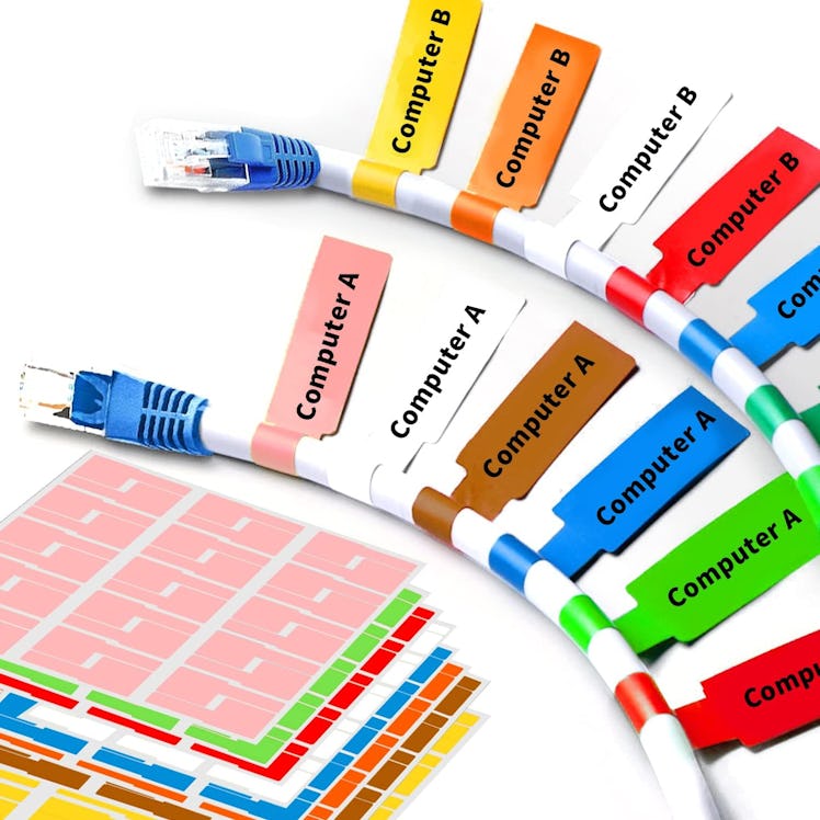 Wmiwulien Colorful Waterproof Cable Labels (8 Sheets/240 Pieces)