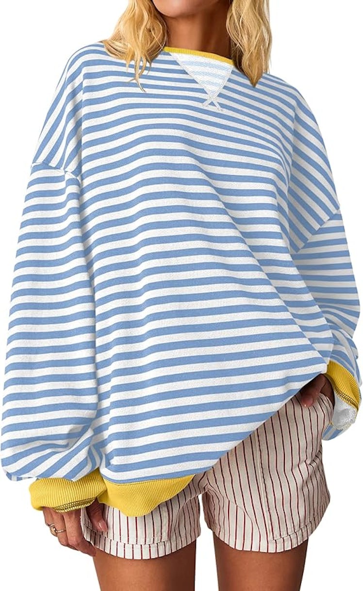 ANRABESS Striped Oversized Pullover