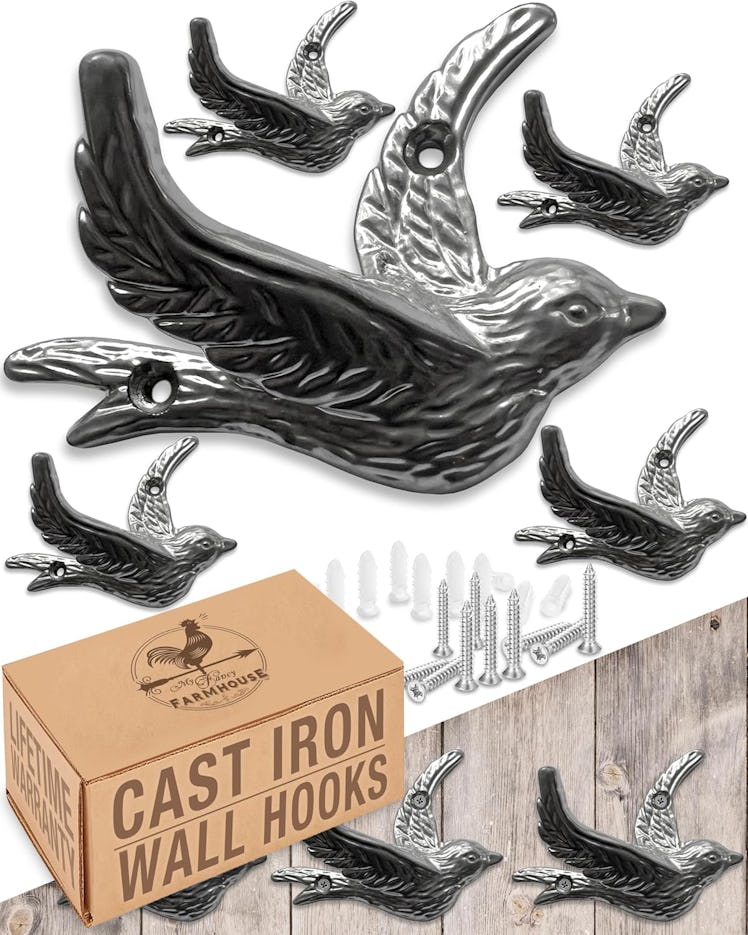 My Fancy Farmhouse Flying Bird Cast Iron Hooks (5-Pack)