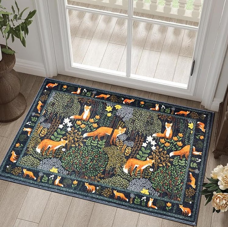Estmy Dark Green Botanical Indoor Door Mat