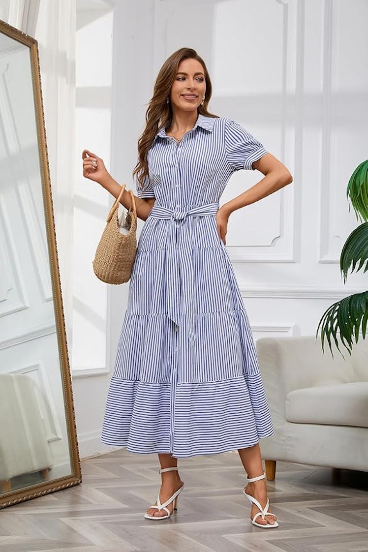 utcoco Button-Down Maxi Dress