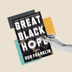A hand holds the cover of Rob Franklin's 'Great Black Hope.'