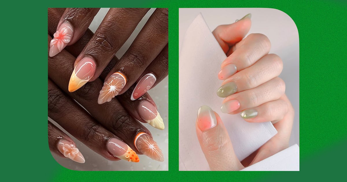 Pastel Green Tips, Juicy Aura Designs, & More "Guava Girl" Summer Nail Art Ideas