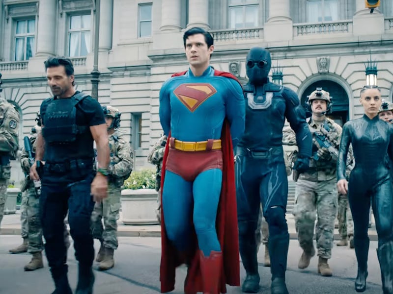David Corenswet as Superman with "Ultraman" behind him.