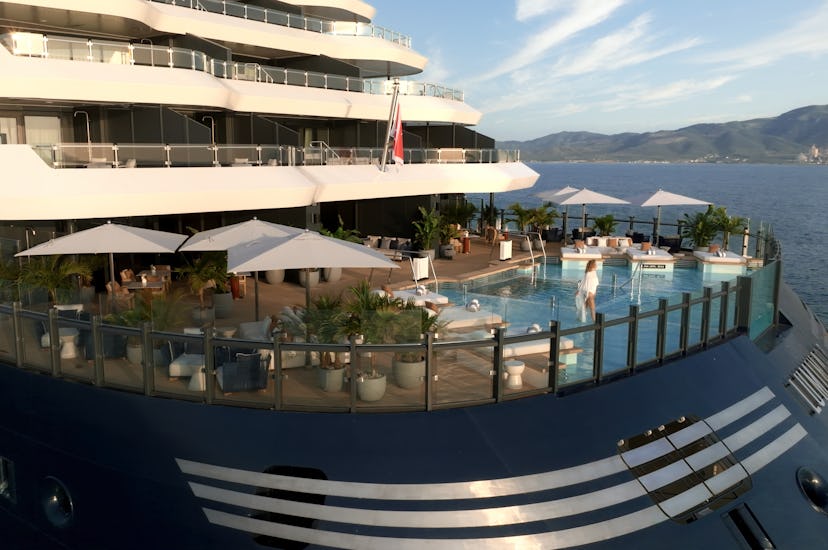 The pool at Beach House on board Luminara.
