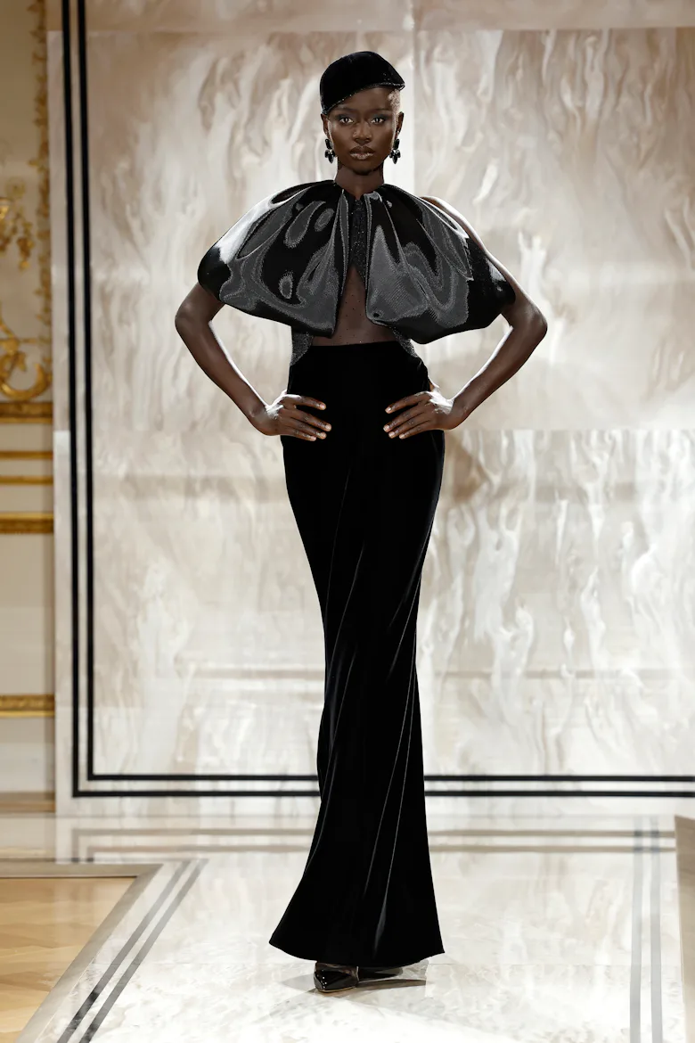 runway dress luxury fall Daniel Roseberry unveiled Schiaparelli's Fall/Winter 20262027 Haute Couture collection, The Call of the Void, in Paris. Exploring the tension between certainty and the unknown, the collection pushed couture into bold new territory