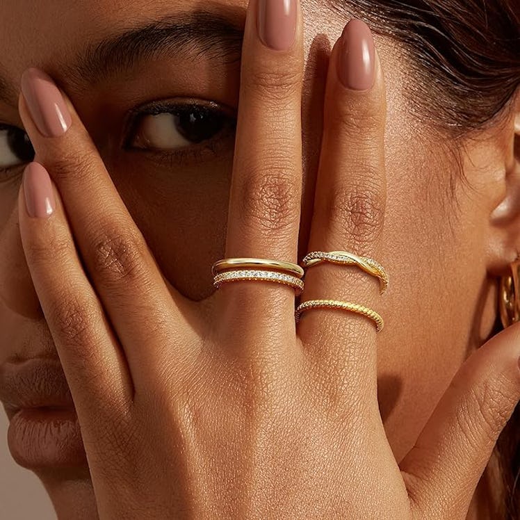 Florideco Stackable Gold Rings (4-Pack)