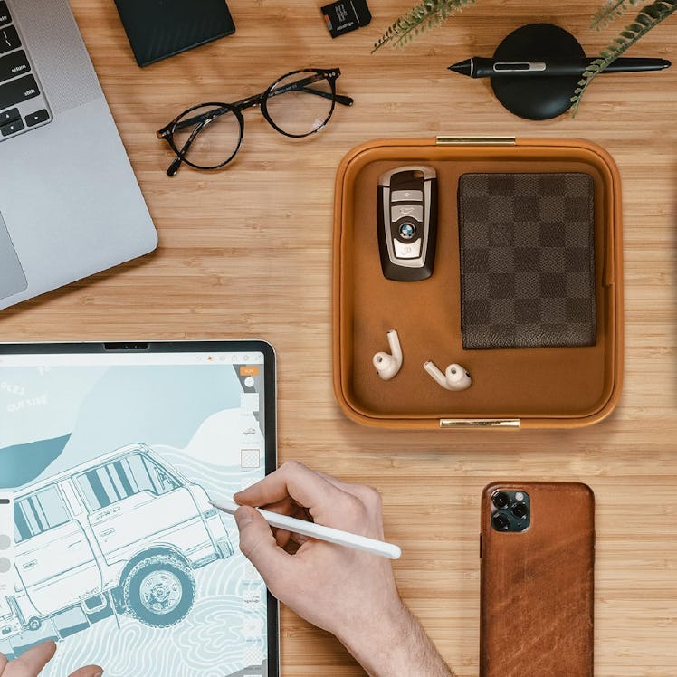 SANZIE Luxury Leather Desktop Tray