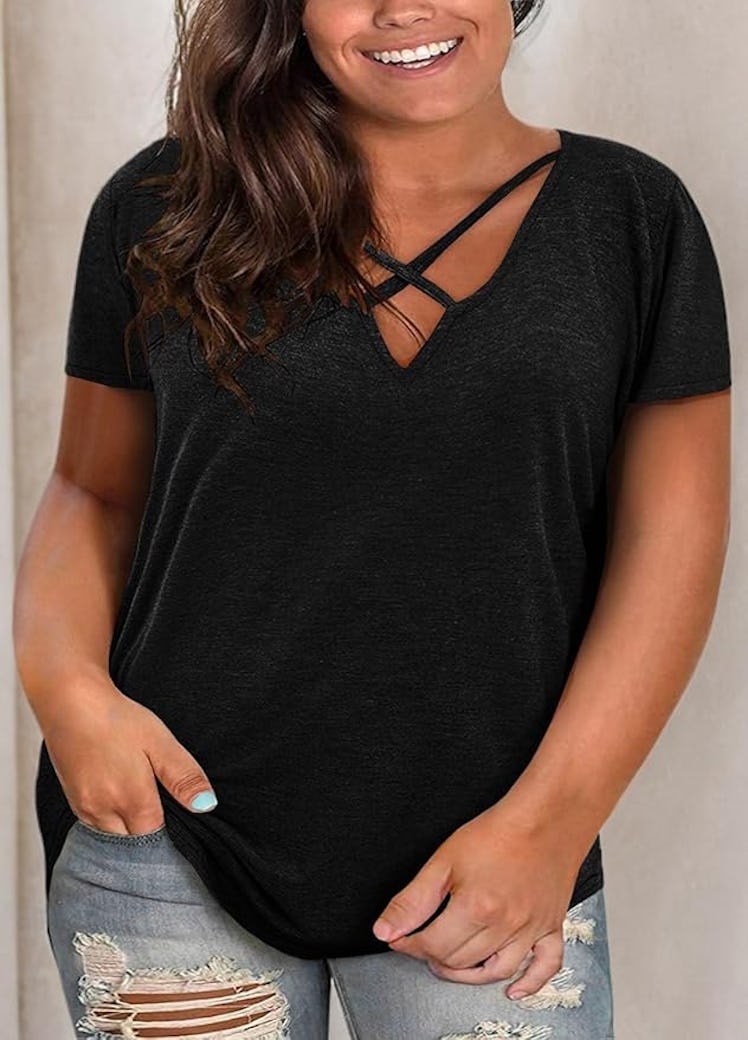 Haloumoning Criss Cross Tunic Top
