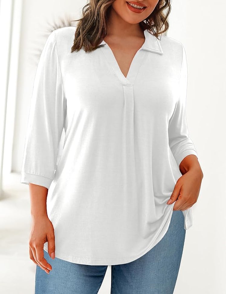 REDHOTYPE Collared V-Neck Tunic