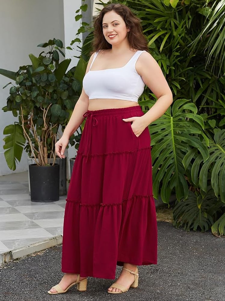 Moon Wood Pleated Maxi Skirt