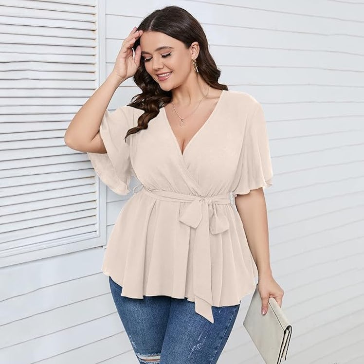 SCOMCHIC V-Neck Wrap Blouse