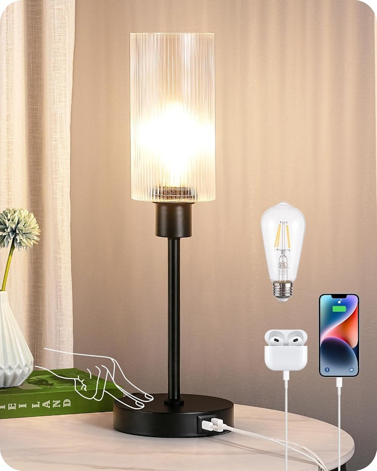 EDISHINE Touch Control Glass Table Lamp