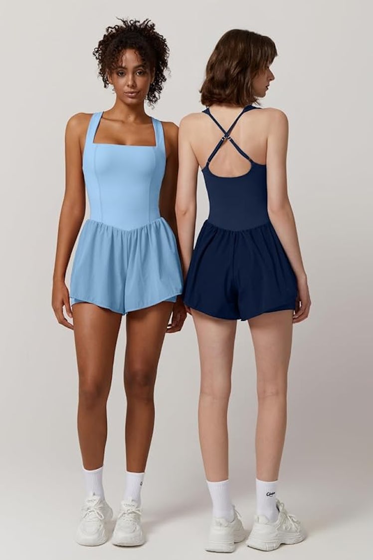 QINSEN Square-Neck Sleeveless Romper 