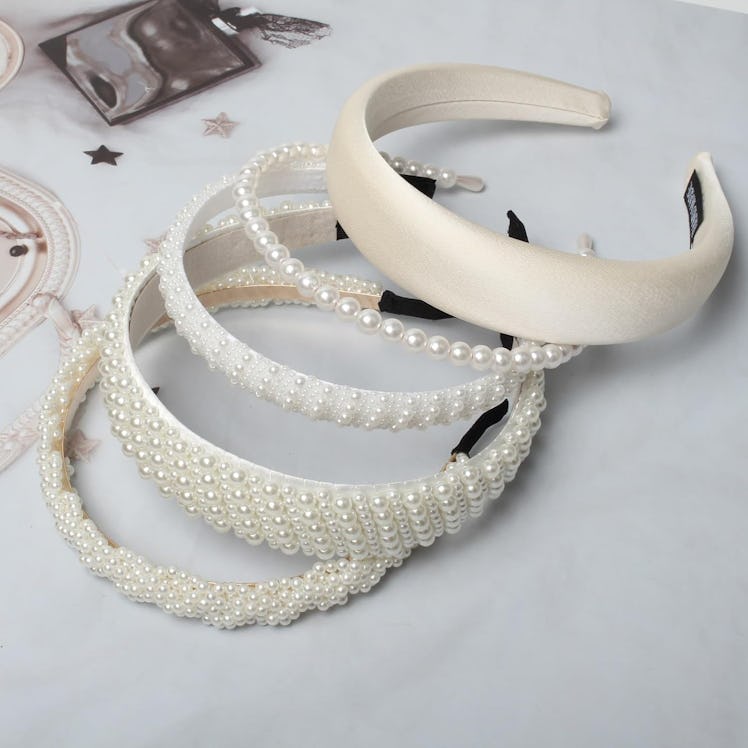 Cuizhiyu White Pearl Headbands (5-Pack)