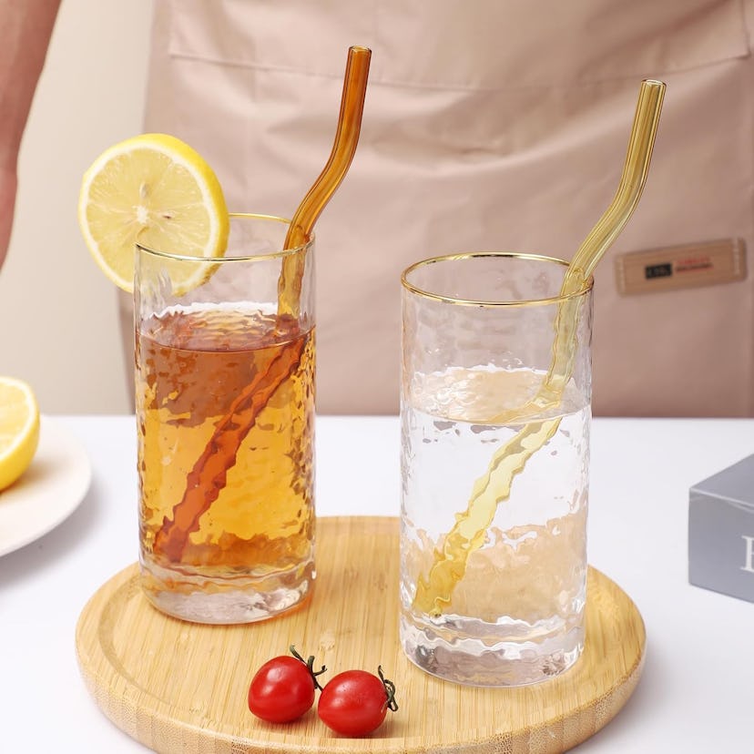 HurOutd Wavy Glass Straws (6-Pack)