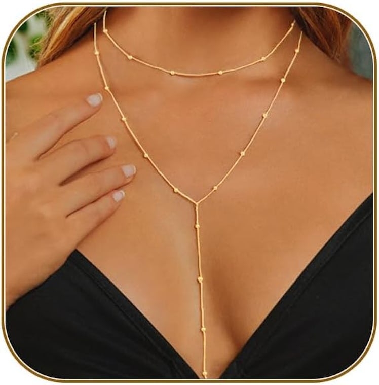 HERIER Dainty Long 14k Gold-Plated Necklace 