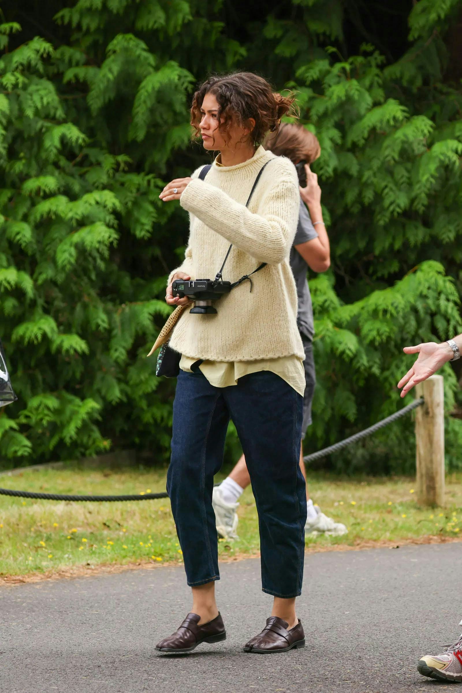 Zendaya Is Ready for Fall Style in a Cozy Sweater and Tabi Loafers