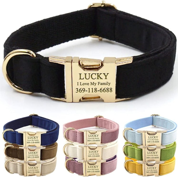 PETDURO Velvet Personalized Dog Collar
