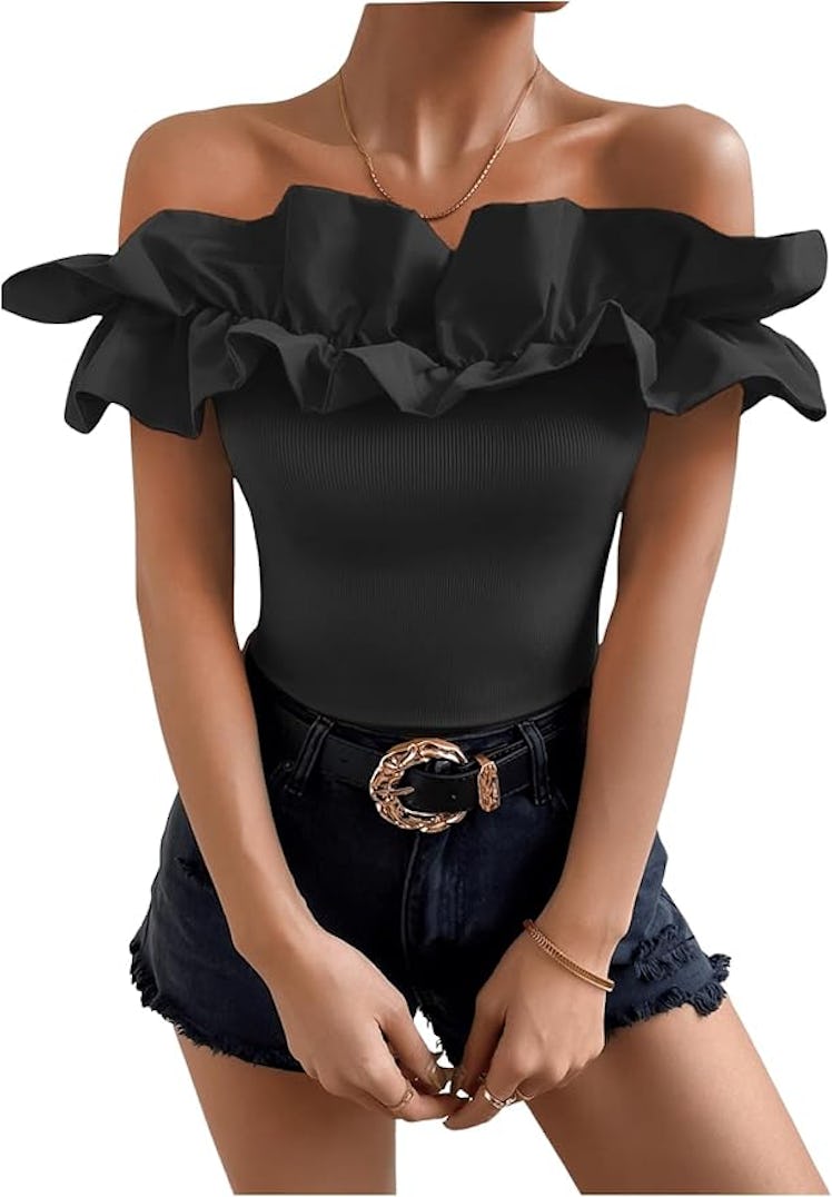 OYOANGLE Ruffle Trim Bodysuit 