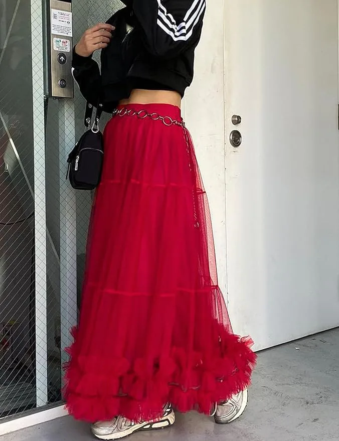 COZYPOIN Maxi Tulle Skirt