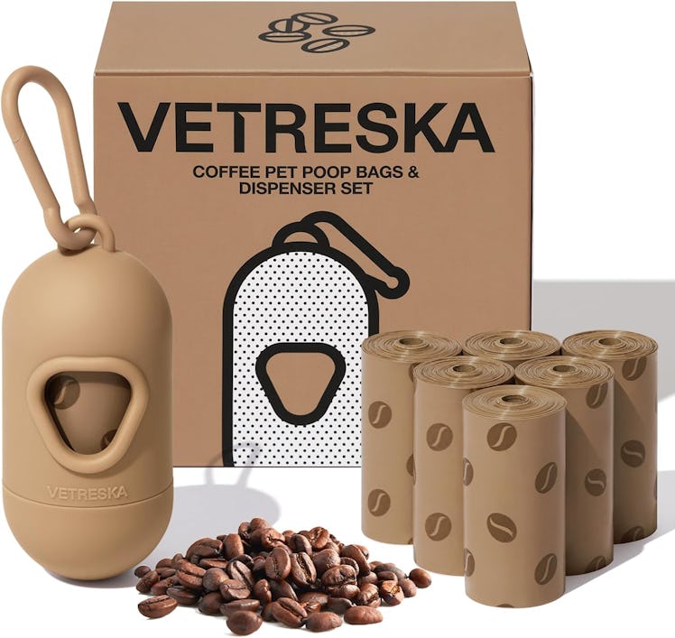 VETRESKA Dog Poop Bags Dispenser with Coffee Scented Waste Bags (106 Pieces)