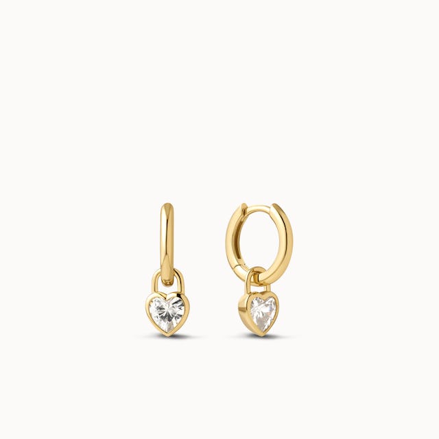 Heart CZ Charm Hoops