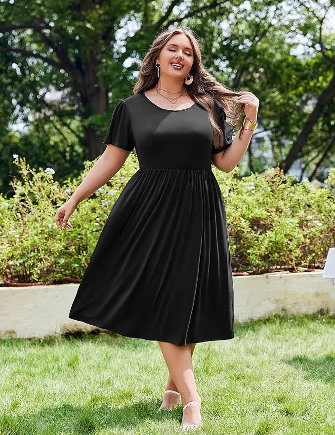 IN'VOLAND Plus-Size A-Line Midi Dress