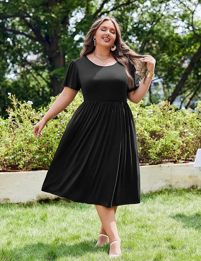IN'VOLAND Plus-Size A-Line Midi Dress