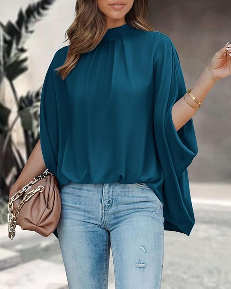 BTFBM Mock Neck Batwing Top