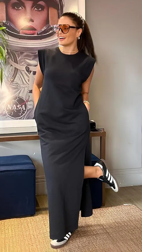 GRECERELLE Loose Maxi Dress with Pockets