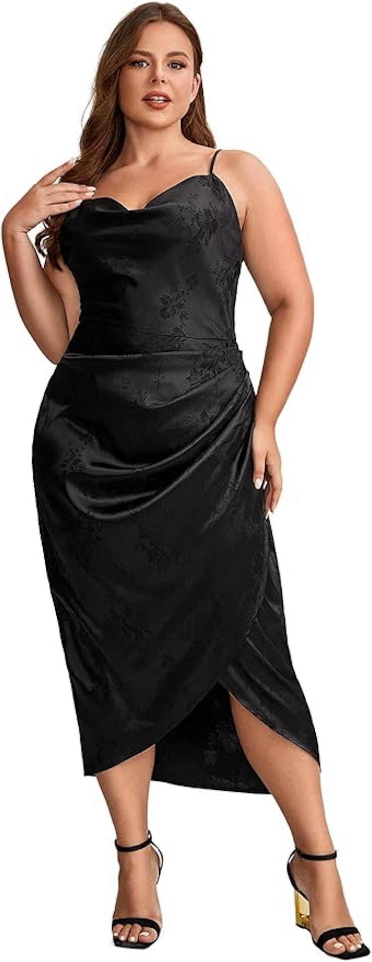 Floerns Cowl Neck Wrap Dress