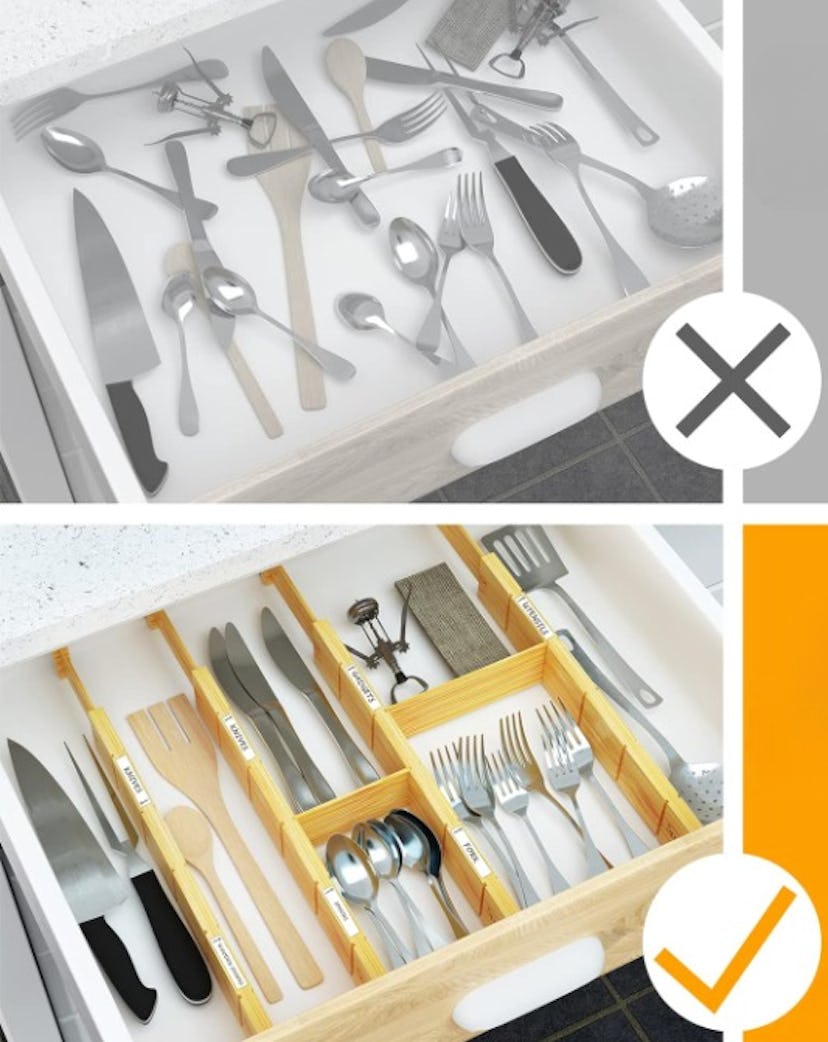 SpaceAid Bamboo Drawer Dividers (4-Pack)