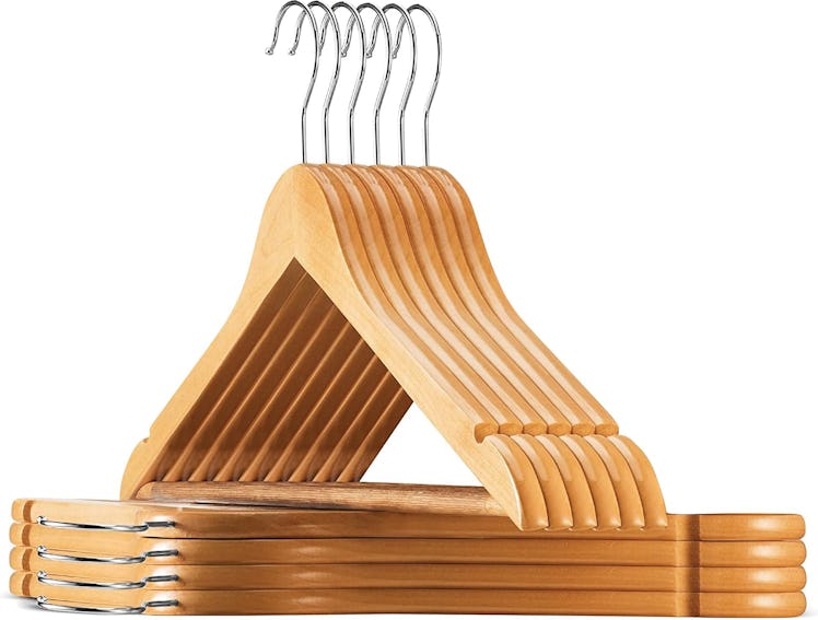 ZOBER Wooden Non-Slip Hangers (10-Pack)
