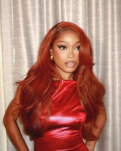 Keke Palmer photo with long, red waves
