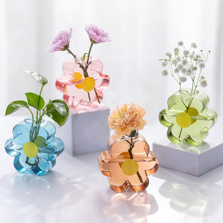 Hewory Unique Small Flower Vases (Set of 4) 