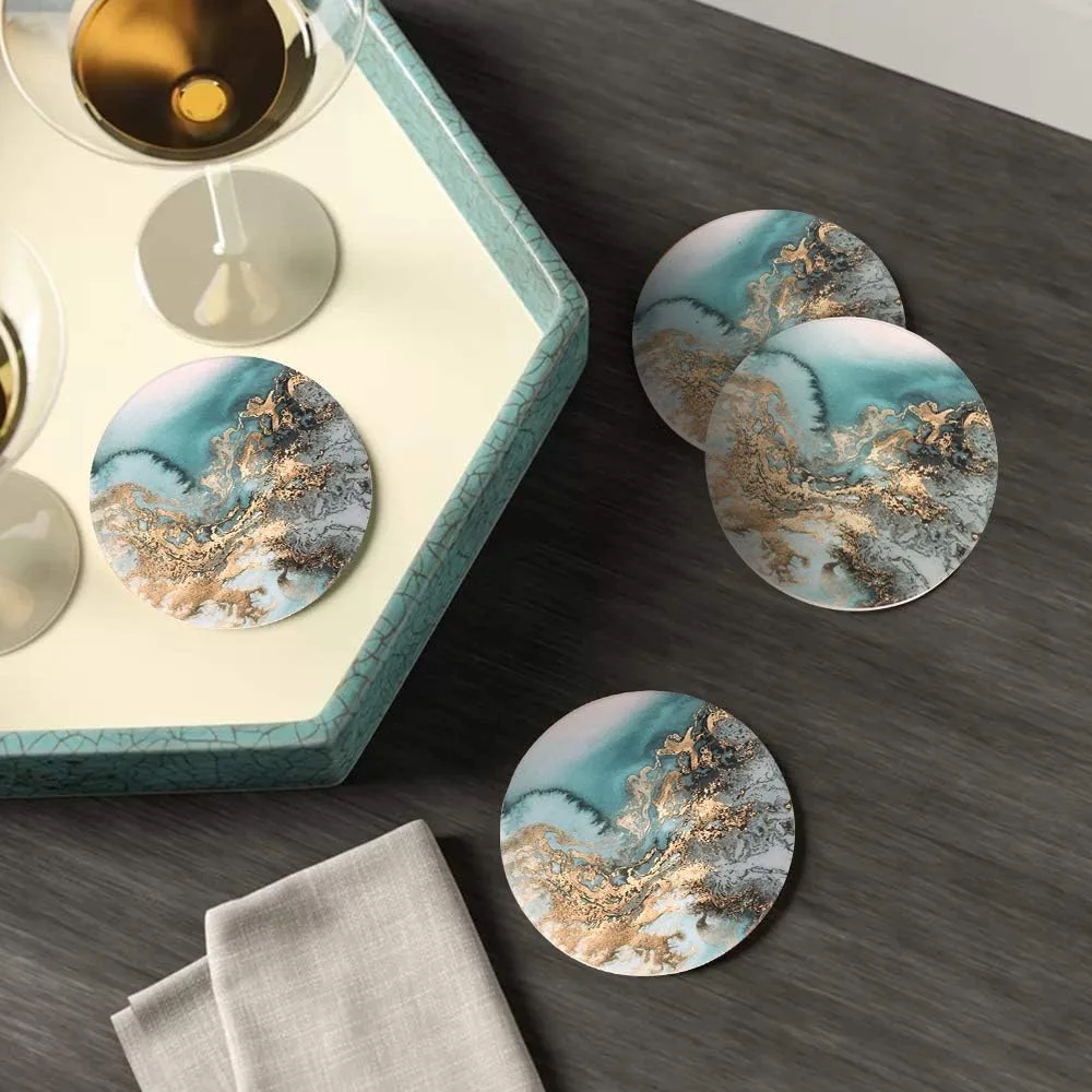  Lahome Marble-Pattern Coasters (Set of 4)