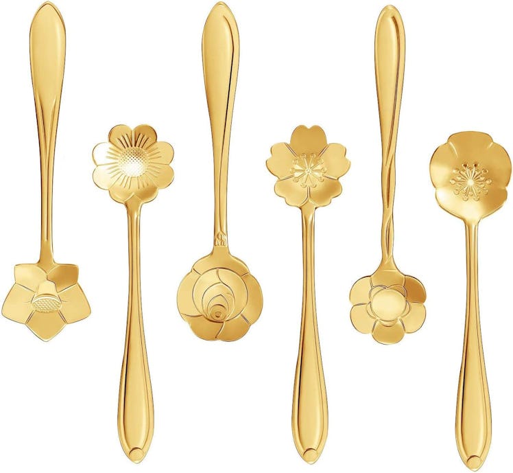 KUMOOM Stainless Steel Flower Coffee Spoons (Set Of 12)