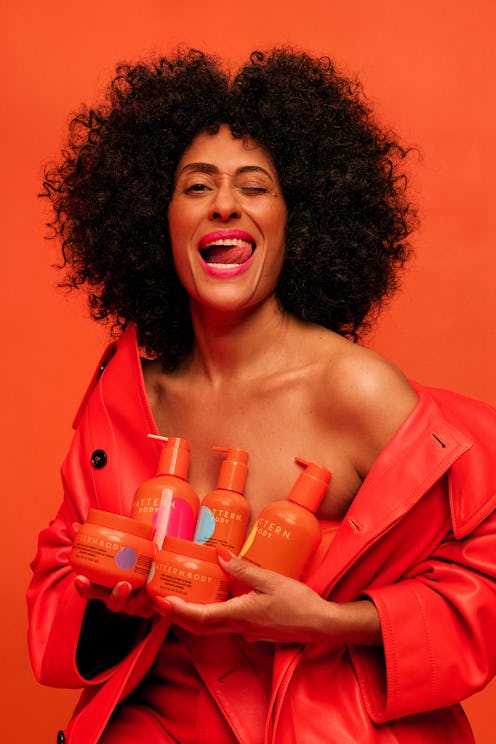 Tracee Ellis Ross holding Pattern Beauty's Body Collection