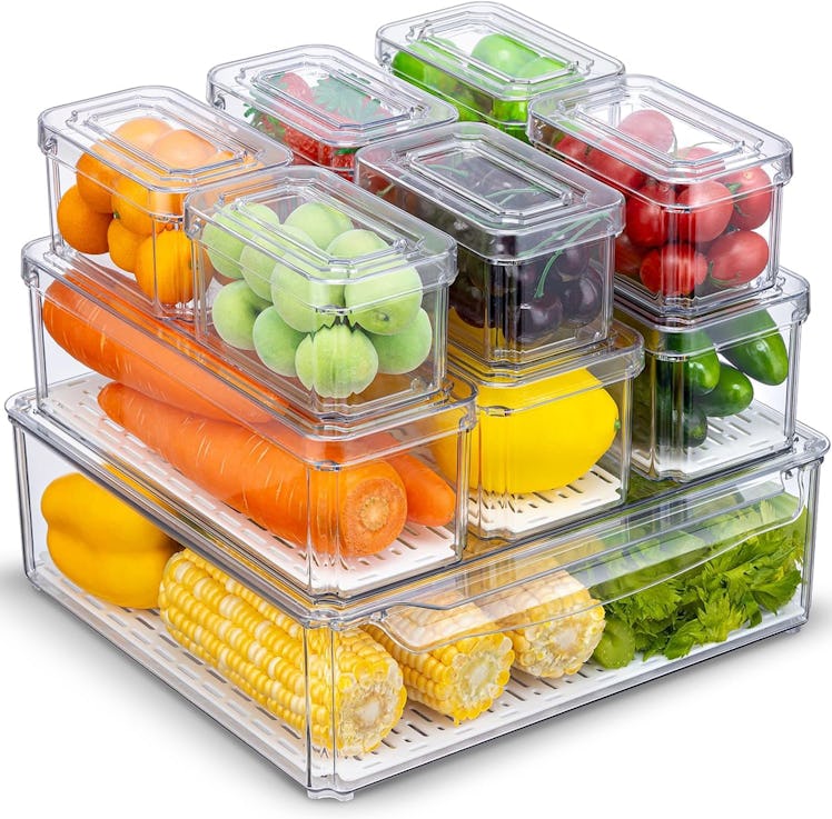 KUMD Fridge Organizer Bins with Lids (10-Pack)