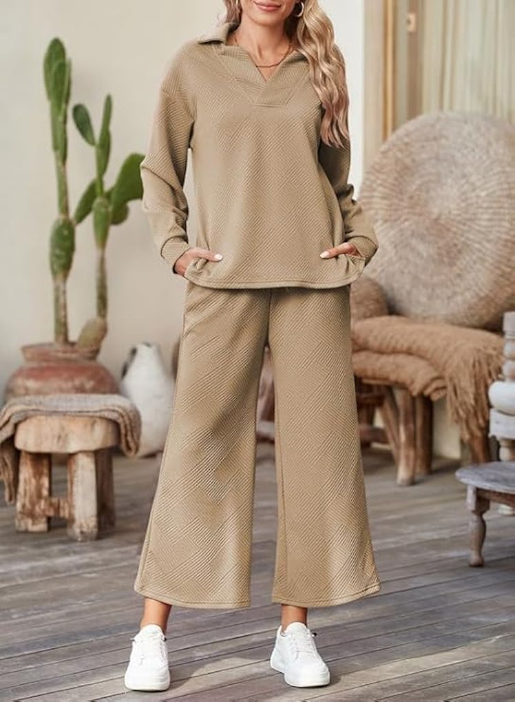 SHEWIN Collared V Neck Set (2-Piece)