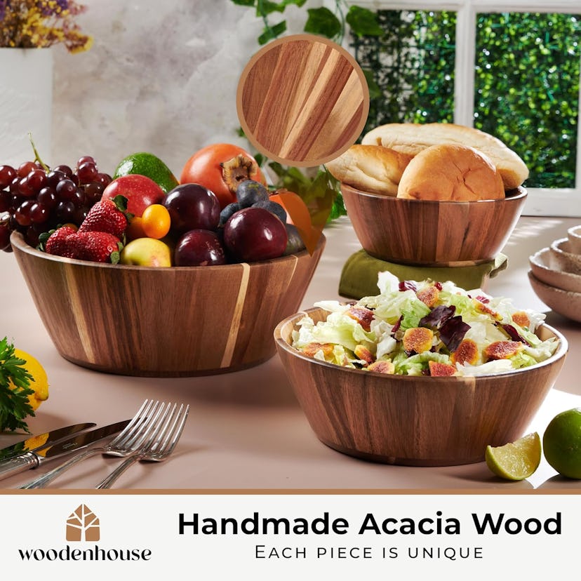 Woodenhouse Wooden Salad Bowl Set of 3