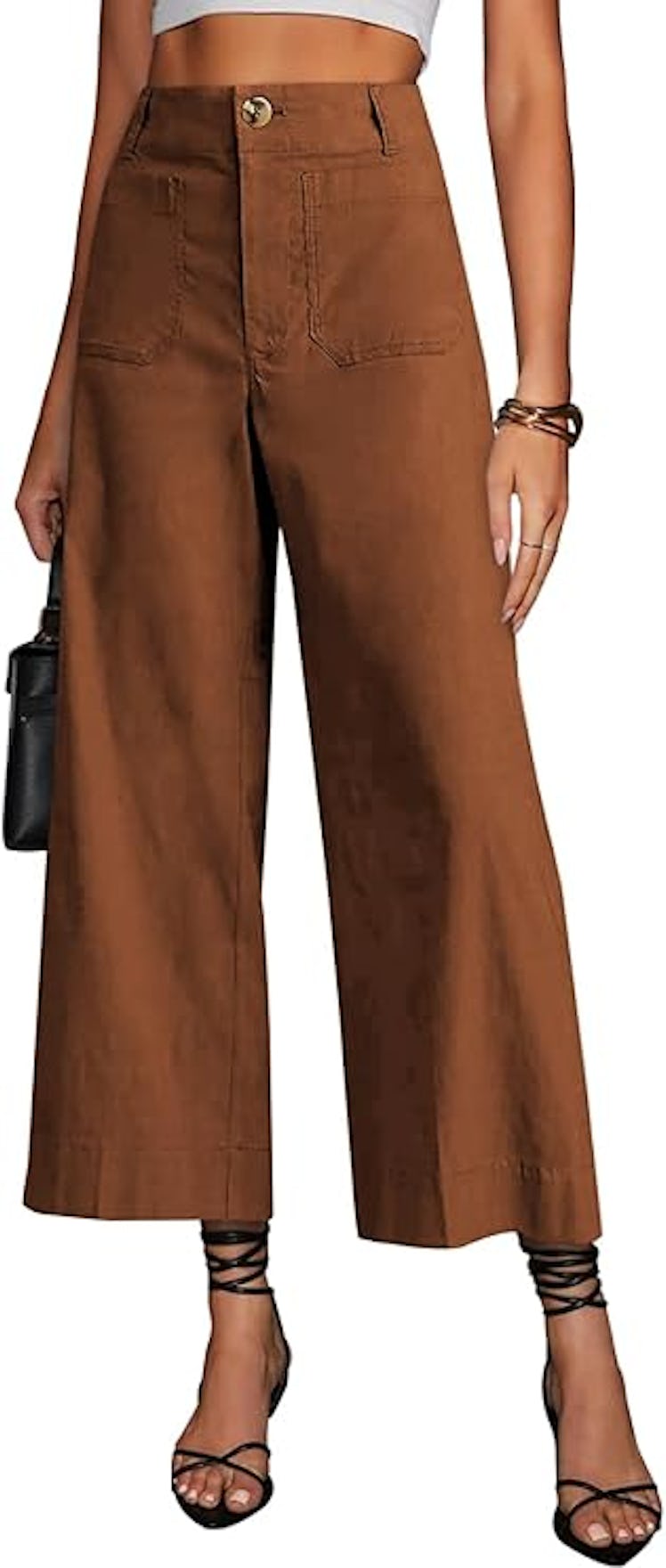 miduo Womens High Waisted Cropped Wide Leg
