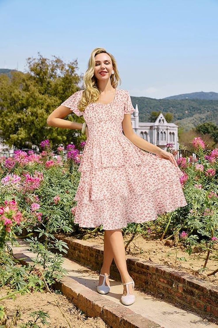 Belle Poque Square Neck Tiered Ruffle Dress
