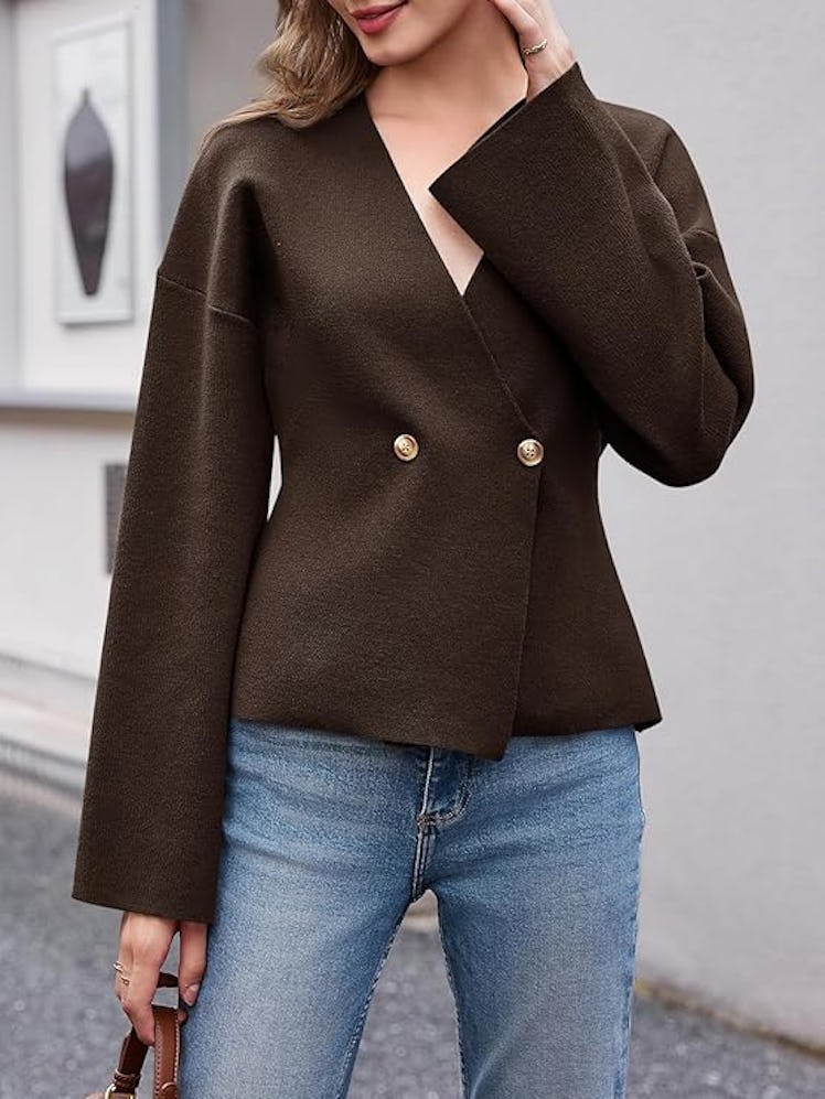 Saodimallsu V-Neck Cardigan Blazer