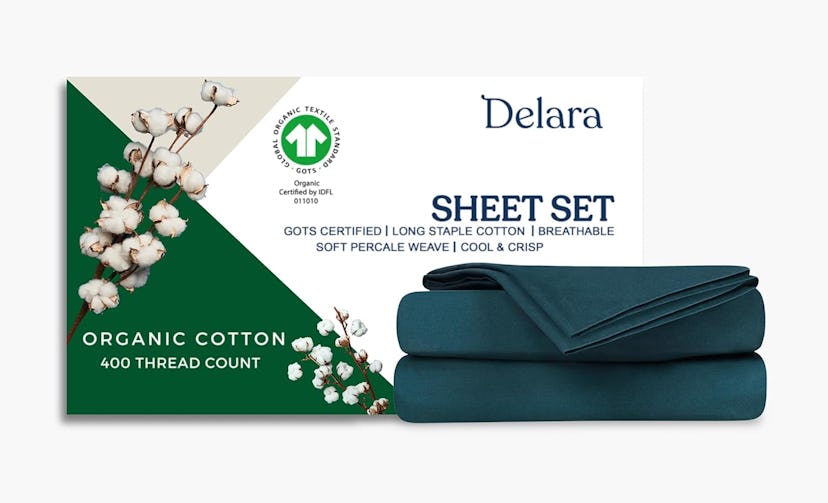 Delara Organic Cotton Percale 400TC Sheet Set
