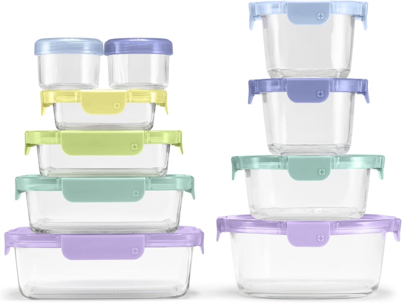 Ello Color Lock 20-Piece Mixed Glass Food Storage Sets